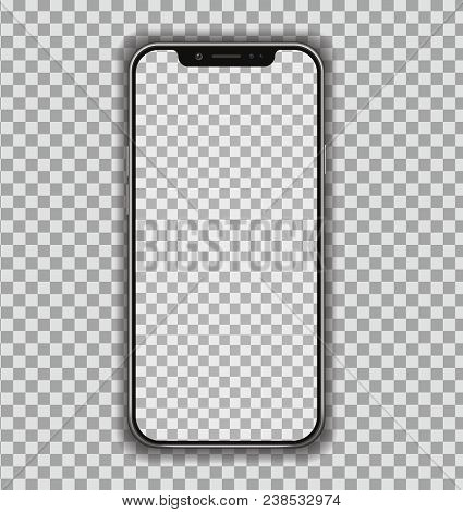 New High Detailed Realistic Smartphone similar to iphone Isolated on transparent Background. Display Front View. Device Mockup Separate Groups and Layers. Easily Editable Vector. EPS 10.