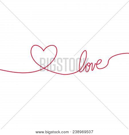 Heart And Love In Continuous Drawing Lines In A Flat Style In Continuous Drawing Lines. Continuous B