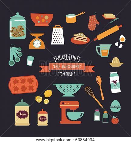 Chalkboard meal recipe template vector design with food icons and elements