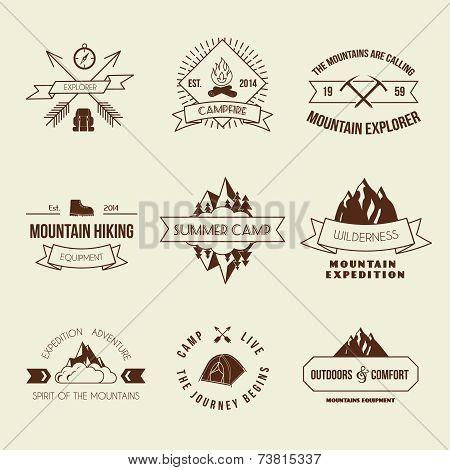 Camping labels set