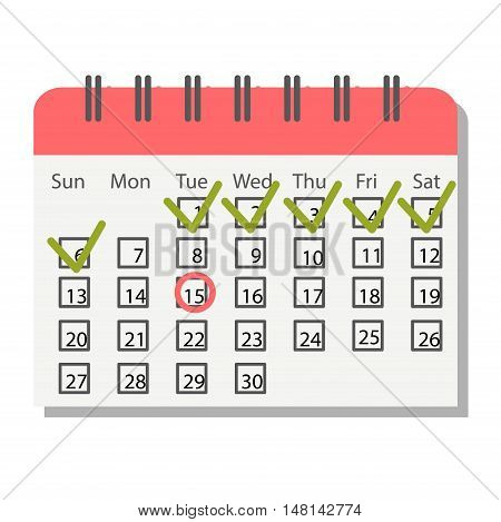 Calendar icon vector isolated, calendar icon graphic reminder element message symbol. Calendar icon message template shape office calendar icon appointment. Binder schedule calendar icon.