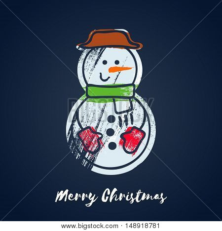 Colorful christmas Snow man icon. Hand drawn paint brush vector illustration. Good for christmas new year design