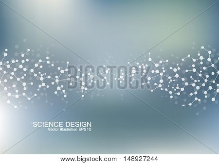 Structure molecule of DNA and neurons. Structural atom. Chemical compounds. Medicine, science, technology concept. Geometric abstract background. Vector illustration for your design