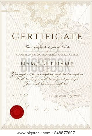 Certificate Template. Printable / Editable Design For Diploma, Certificate Of Appreciation, Certific