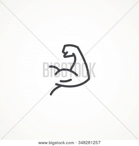 Flexing Bicep Muscle Arm Strength Or Power Line Editable Strok Vector Icon For Exercise. Biceps Musc