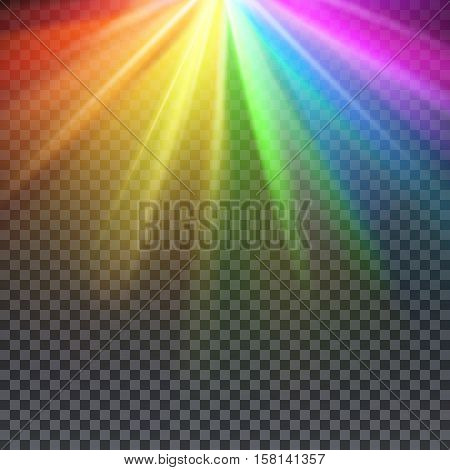 Rainbow glare spectrum with gay pride colors vector illustration. Spectrum color shiny, bright abstract spectrum light