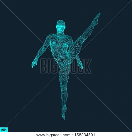 Gymnast. Man. 3D Model of Man. Human Body Model. Gymnastics Activities for Icon Health and Fitness Community. Vector Illustration.