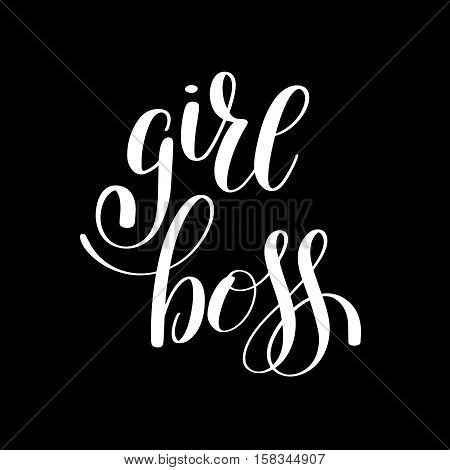 girl boss handwritten positive inspirational quote brush typography to printable wall art, photo album design, home decor or greeting card, modern calligraphy vector illustration