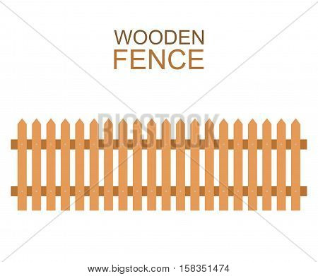 Wooden fence isolated on white background. Farm fence vector illustration. Boards fence wood silhouette construction in flat style