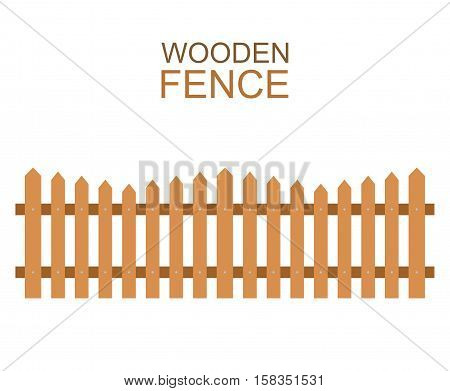 Wooden fence isolated on white background. Farm fence vector illustration. Boards fence wood silhouette construction in flat style