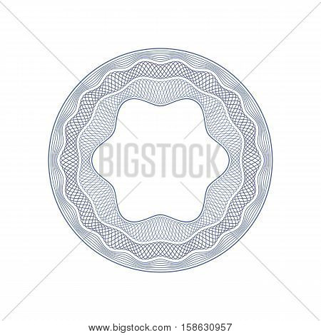 Guilloche decorative rosette element. Digital watermark. It can be used as a protective layer for certificate voucher banknote money design currency note check ticket reward etc.