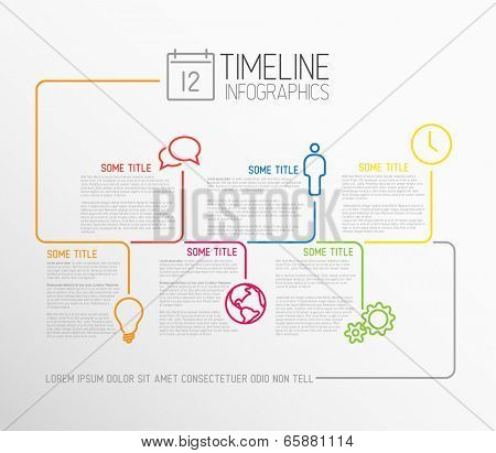 Vector Infographic timeline report template with lines and icons