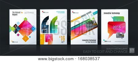 Business vector template mega set. Brochure layout, cover modern design annual report, magazine, flyer in A4 with colourful geometric shapes for business with abstract texture background.