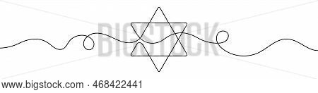 Star Of David In Continuous Line Drawing Style. Line Art Of Star Of David. Vector Illustration. Abst