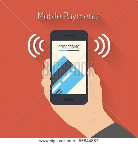 Processing Of Mobile Payments Illustration