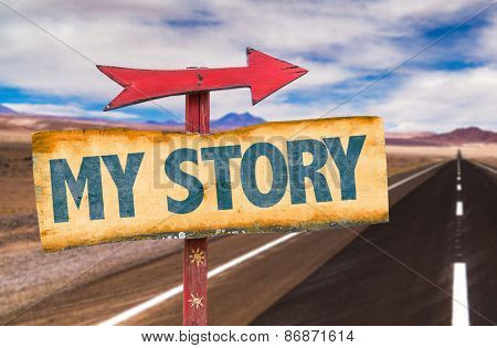 My Story sign with road background