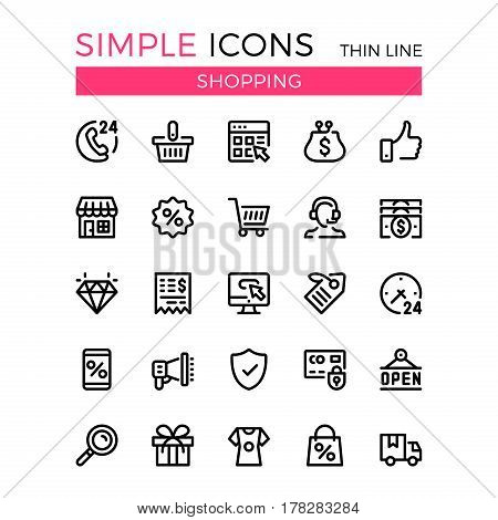 Shopping, e-commerce, online store, ecommerce vector thin line icons set. 32x32 px. Modern line graphic design for website, web design, mobile app, infographics. Pixel perfect vector outline icons set