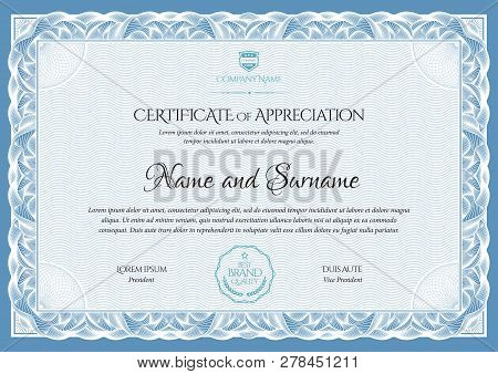 Certificate Template. Diploma Of Modern Design Or Gift Certificate. Vector Illustration.