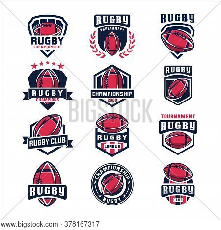 Rugby Logo, American Logo Sport, Rugby Logo Template Vector, Isolated On White Background, Rugby Clu