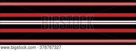 Classic Red, Black White Vector Striped Seamless Border. Banner Of Thin And Thick Stripes. Elegant L