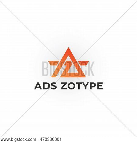 Abstract Initial Letter Az Or Za Logo In Orange Color Isolated In White Background. Initial Letter A