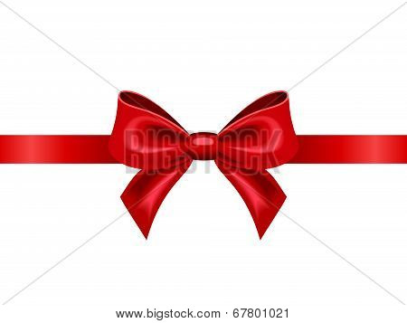 Red ribbon with bow. Vector illustration.