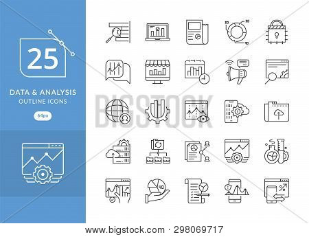 Simple Set Of Data Analysis Related Vector Line Icons. Data Analytic Icon Set, Included The Icons As