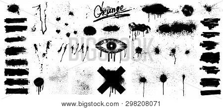 Very Nice Collection Of Black Paint, Great Elaboration, Spray Graffiti Stencil Template Ink Brush St