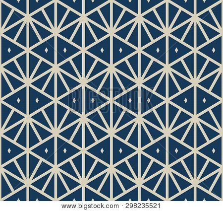 Geometric Triangles Seamless Pattern. Vector Abstract Texture With Triangular Grid, Net, Lattice, Rh