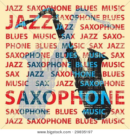 Saxophone jazz. Illustration conceptuelle pour affiche, cd cover etc.