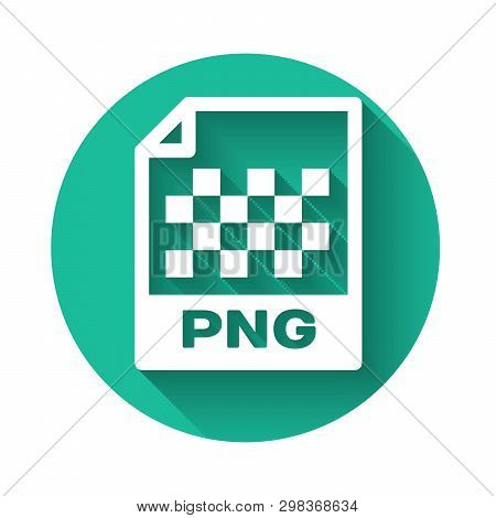 White Png File Document Icon. Download Png Button Icon Isolated With Long Shadow. Png File Symbol. G