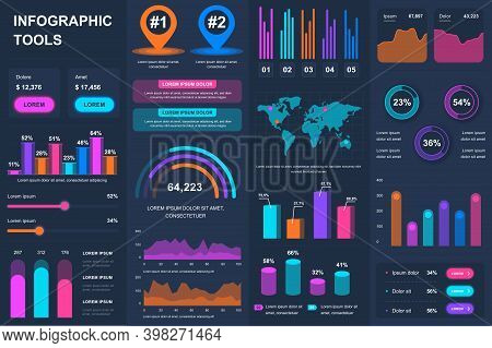 Bundle Infographic Ui, Ux, Kit Elements. Different Charts, Diagrams, Workflow, Flowchart, Timeline, 