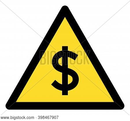 Dollar Warning Icon With Flat Style. Isolated Vector Dollar Warning Icon Image On A White Background