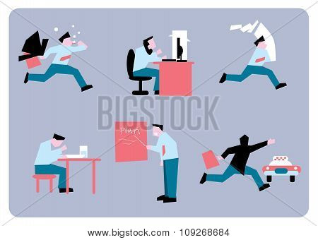 Overwork at office. Fatigue at work. Nervous breakdown. Office stress. Work stress in office. Hard work and overworked people. Depression at work. Stressed people. Anxiety jobs. Abstract concept of stress work. Nervous people. Office life.