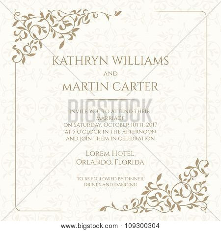 Wedding Invitation. Classic Design Elements.