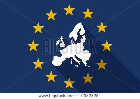 European Union  Long Shadow Flag With  A Map Of Europe