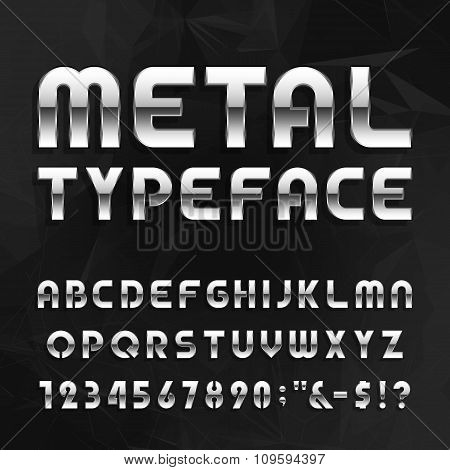 Metal Alphabet Vector Font. Type letters, numbers and symbols.