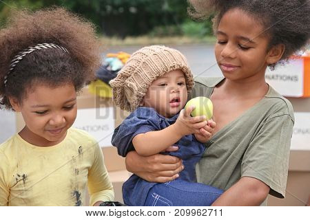 Poor African children outdoors