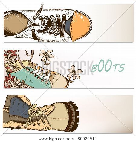 Business Backgrounds Set With Fashion Boots