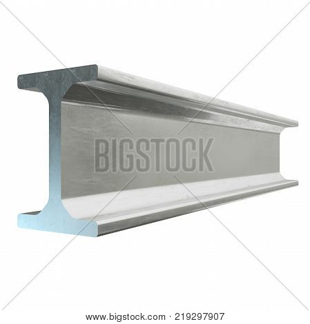 Steel metallurgy I-beam profile 3d render isolated on white background