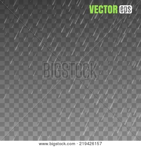 Rain drops on the transparent background. Rainy weather. Rain isolated on transparent background. Rain isolated on transparent background.  Vector illustration. EPS 10