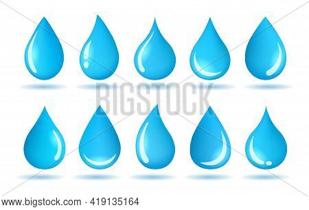 Moisture Drops Graphic. Waterly Drop Vector Icons For Logo, Color Water Droplets, Abstract Dripping 