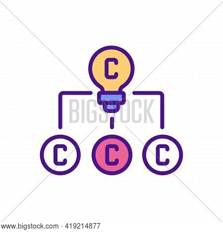 Copyright In Derivative Works Rgb Color Icon. Copyrighted Material Copying With Author Permission. F