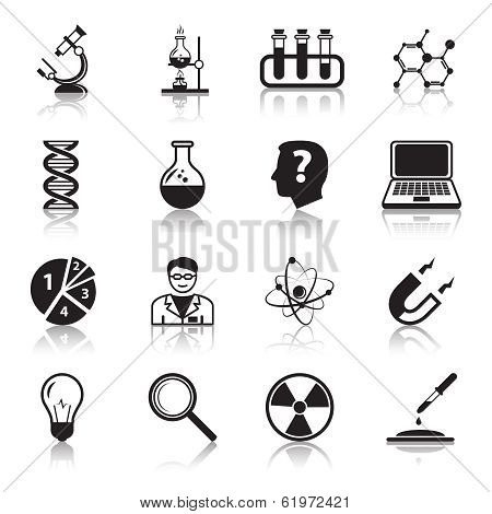 Chemistry or biology science icons set