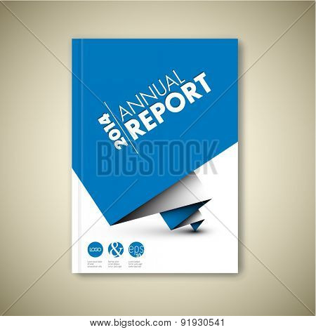 Modern Vector abstract white brochure / book / flyer design template with blue paper