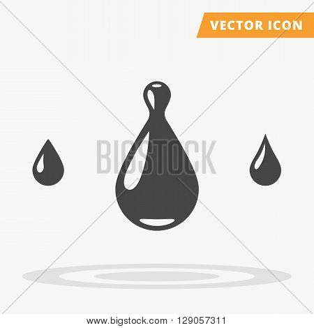 Black drop flat vector icon on light color background, black contour silhouette oil drop sign, isolated oil sign, petrol oil sign, symbol of oil drop, black color oil drop icon, water drop icon, water