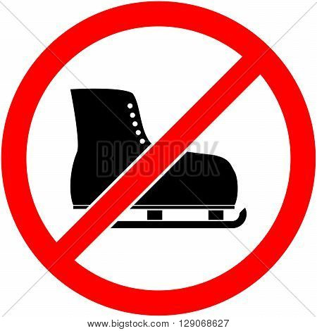 No ice skate ice-skate ice-skating and skating prohibited symbol. Sign indicating the prohibition or rule. Warning and forbidden. Flat design. Vector illustration. Easy to use and edit. EPS10.