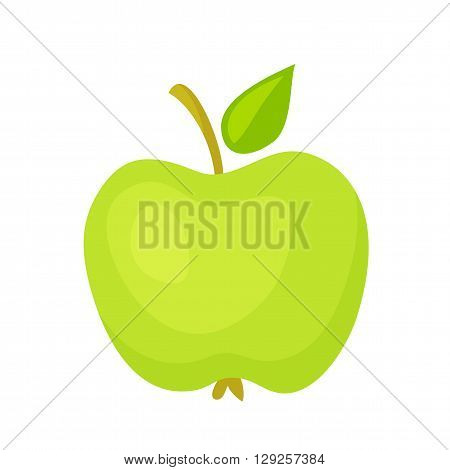 Apple icon. Apple vector illustration. Cartoon apple logo. Fresh healthy snack Vegetarian food. Green apple with leaf