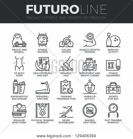 Fitness Recreation Futuro Line Icons Set