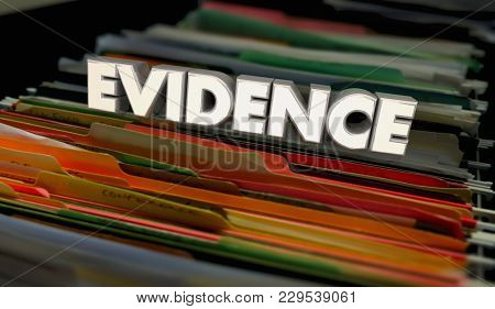 Evidence Proof Records File Folders Documents 3d Illustration